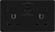 BG Screwless FFB22UAC45B Matt Black Double Socket with USB 45W Type A & C USB