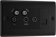 BG NFB69 Nexus Metal Quadplex TV FM SAT (x2) - Black Insert - Matt Black by British General (BG-NFB69-Shopify-SA_1)