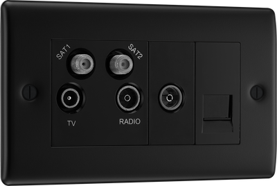 BG NFB69 Nexus Metal Quadplex TV FM SAT (x2) - Black Insert - Matt Black by British General (BG-NFB69-Shopify-SA_1)