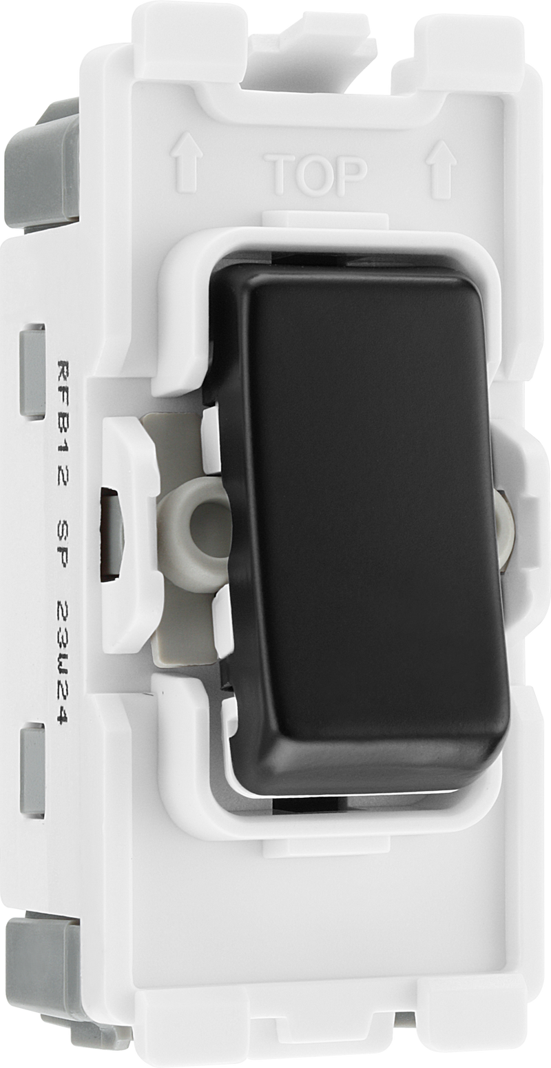 BG RFB12 Nexus Grid Matt Black 20AX 2 Way 1 Pole Switch Module