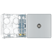 BG Screwless Polished Chrome 1 Gang Coaxial TV Socket FPC60 with 35mm Steel Back Box by British General