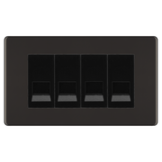 BG Screwless Black Nickel 4 Gang Master Telephone Socket, Screw Terminal - Black Insert by British General (BG-FBNBTMS4B)