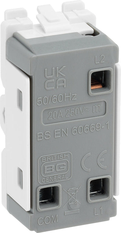 BG RPCDB12C Evolve Grid Black 20A 20AX 2 Way 1 Pole Centre-Off Switch Module