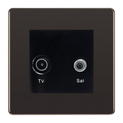 BG Screwless Black Nickel TV & Satellite Socket FBNTVSATB by British General (BG-FBNTVSATB)