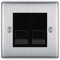 BG Nexus Brushed Steel Double RJ11 Telephone Socket NBSRJ112 - Black Insert