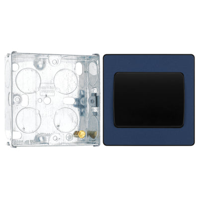 BG Evolve Matt Blue 1 Gang 20A 16AX 2 Way Wide Rocker Light Switch PCDDB12WB with 25mm Steel Back Box