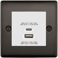 BG Nexus Black Nickel 45W USB Wall Socket Euro Module USB-A & C - White Insert