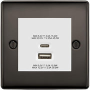 BG Nexus Black Nickel 45W USB Wall Socket Euro Module USB-A & C - White Insert by British General (BG-NBNEMS2+EMUSBAC45W)