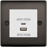 BG Nexus Black Nickel 45W USB Wall Socket Euro Module USB-A & C - White Insert by British General (BG-NBNEMS2+EMUSBAC45W)