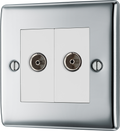 BG NPC66 Nexus Diplex Tv/fm, 2 Gang Co-axial and Satellite Polished Chrome