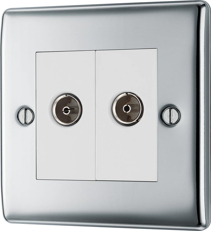 BG NPC66 Nexus Diplex Tv/fm, 2 Gang Co-axial and Satellite Polished Chrome