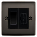BG Nexus Black Nickel 2 Way Light Switch & 13A Fused Spur Plate | Black Insert