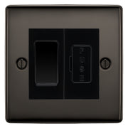 BG Nexus Black Nickel 2 Way Light Switch & 13A Fused Spur Plate | Black Insert