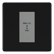 BG Flatplate Screwless Matt Black 20AX 2 Way Emergency Lighting Test Key Switch - Key Included - Grey Insert