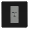 BG Flatplate Screwless Matt Black 20AX 2 Way Emergency Lighting Test Key Switch - Key Included - Grey Insert