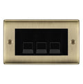 BG Nexus Antique Brass 3 Gang RJ11 Telephone Socket Euro Module - Black Insert