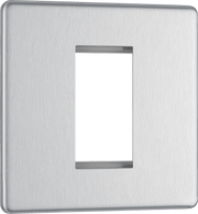 BG Electrical FBSEMS1 Euro Module Screwless Flat-Plate 1 Module Square Front Plate Brushed Steel by British General (BG-FBSEMS1-Shopify-SA_1)