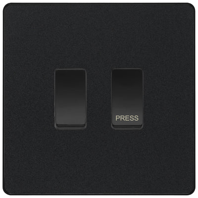 BG Evolve Matt Black 2G Grid Switch Kit – 20A 2-Way & Retractive Press Module by British General (BG-Evolve-MB-2G-1x2Way-1xPress)