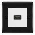BG Nexus Matt Black 1 Gang HDMI Socket White Insert