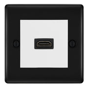 BG Nexus Matt Black 1 Gang HDMI Socket White Insert by British General (BG-EMHDMIW+NFBEMS2)