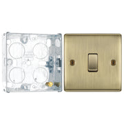 BG Nexus Antique Brass 20A 16AX Intermediate Light Switch NAB13 with 25mm Steel Back Box by British General (BG-NAB13+HGS02)