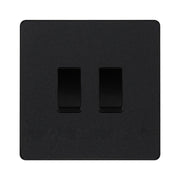 BG Evolve Matt Black 2 Gang Custom Grid Switch 1x Intermediate 1x 2 Way Switch by British General (BG-Evolve-MB-2G-CUSTOM-1x-INT-1x-2WAY-SP)