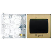 BG Evolve Satin Brass 10A Triple Pole Fan Isolator Switch PCDSB15B with 25mm Steel Back Box