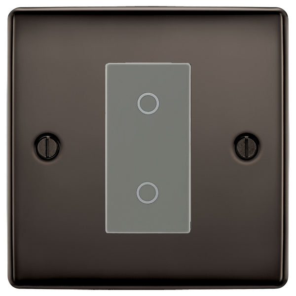 BG Nexus Black Nickel Single Secondary Touch Dimmer Switch Grey Insert