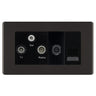 BG Screwless Black Nickel TV/FM/SAT + Return & 1 Gang Tel - Screened Triplex Socket FBN68B by British General (BG-FBN68B)