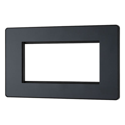 BG Evolve Matt Grey 4 Gang Secondary Telephone Socket, Screw Terminal - Black Insert