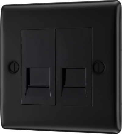 BG NFBRJ112 Nexus Metal RJ11 Double Data Outlet Socket - Matt Black