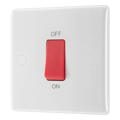 BG 875 Moulded Round Edge | White | 1 Gang 45A 2 Pole Cooker Switch