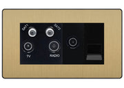 BG Evolve Satin Brass Quadplex Combination TV Socket PCDSB69B by British General (BG-PCDSB69B)