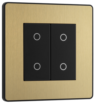 BG Evolve PCDSBTDM2B Satin Brass \2 Gang 200W-Black Insert