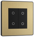 PCDSBTDM2B Front - This Evolve Satin Brass double master trailing edge touch dimmer allows you to control your light levels and set the mood.