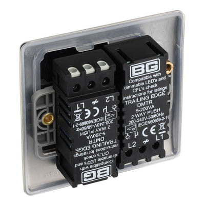 BG Nexus Antique Brass 200W 2 Way Double Trailing Edge Dimmer Switch NAB82 with 25mm Steel Back Box