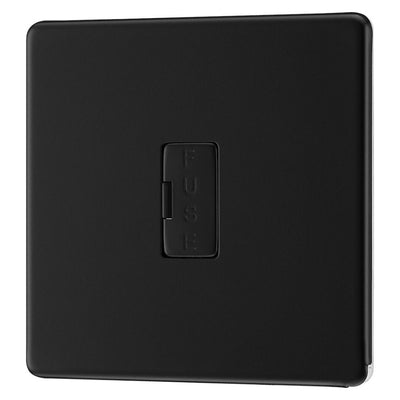 BG Screwless Matt Black 13A Unswitched Fused Connection Unit FFB54 with 25mm Steel Back Box