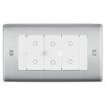 BG Nexus Brushed Steel Triple Master Touch Dimmer Switch White Inserts NBSTDM3W