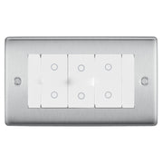 BG Nexus Brushed Steel Triple Master Touch Dimmer Switch White Inserts NBSTDM3W by British General (BG-EMTDMW+NBSEMR4)