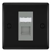 BG Nexus Matt Black Single 1 Gang RJ45 Data Socket NFBRJ451G Grey Insert by British General