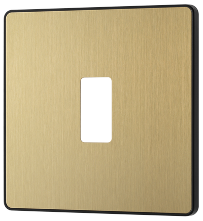 BG RPCDSB1B Evolve Grid Satin Brass 1 Module Square Front Plate - Black Trim