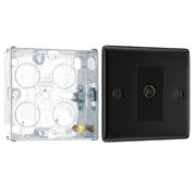 BG Nexus Matt Black Single Isolated Coaxial Socket NFB62 with 25mm Steel Back Box by British General (BG-NFB62+HGS02)