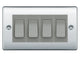 BG Nexus Polished Chrome 4-Gang Light Switch 3x 2-Way + 1x Intermediate – Grey Inserts