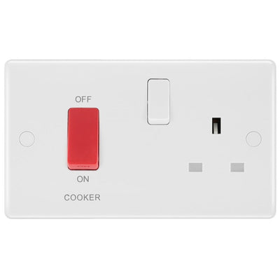 BG 871 Moulded Round Edge | White | 45A Switch 13A Switched Socket Cooker Control Unit by British General (BG-871)