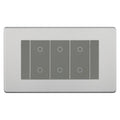 BG Nexus Screwless Brushed Steel Triple Secondary Touch Dimmer Switch Grey Inserts FBSTDS3G