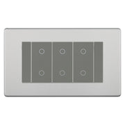 BG Nexus Screwless Brushed Steel Triple Secondary Touch Dimmer Switch Grey Inserts FBSTDS3G by British General (BG-EMTDSG+FBSEMR4)