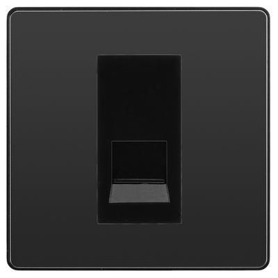BG Evolve Black Chrome Single Secondary Telephone Socket, Screw Terminal - Black Insert by British General (BG-PCDBCEMS1B+EMBTSSB)