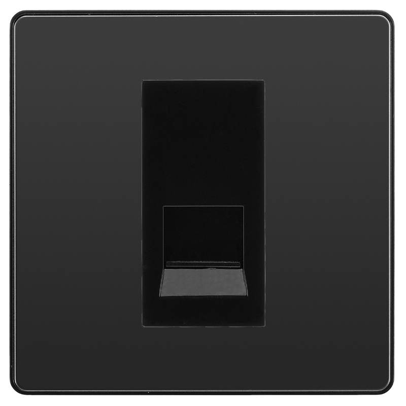 BG Evolve Black Chrome Single Secondary Telephone Socket, Screw Terminal - Black Insert