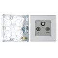 BG Screwless Brushed Steel Triplex TV/FM/Sat Socket FBS67 with 25mm Steel Back Box