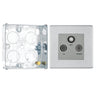 BG Screwless Brushed Steel Triplex TV/FM/Sat Socket FBS67 with 25mm Steel Back Box by British General (BG-FBS67+HGS02)